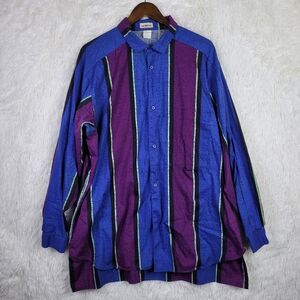 Vtg XL Matinique Mens Striped Double Pocket Dress Shirt 80s 90s Colorful